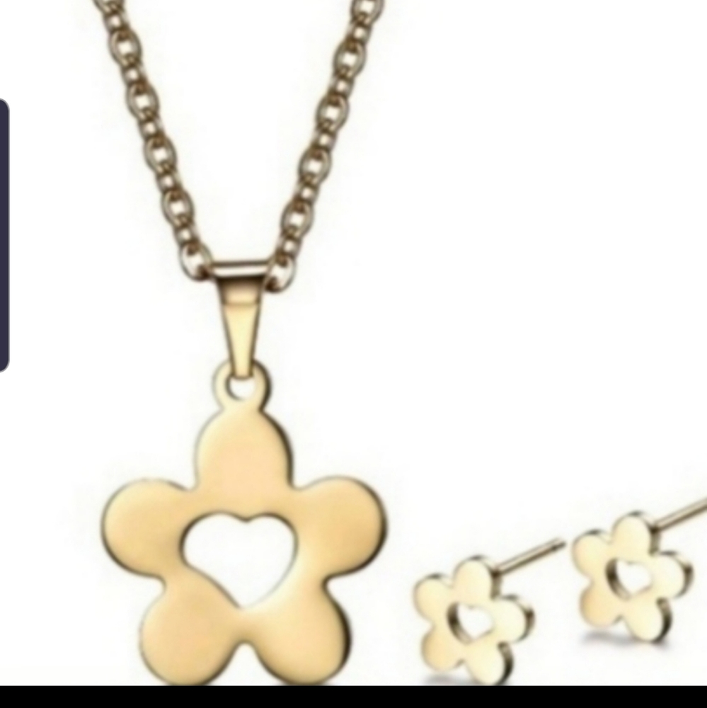 Stainless Steel Chain Stud Earrings Necklace set
